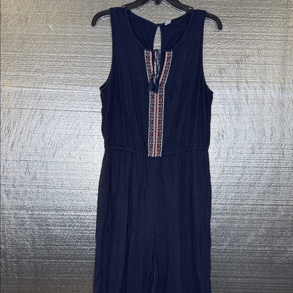 Old Navy Navy Pant Jumper with Embroidered Front and Pockets